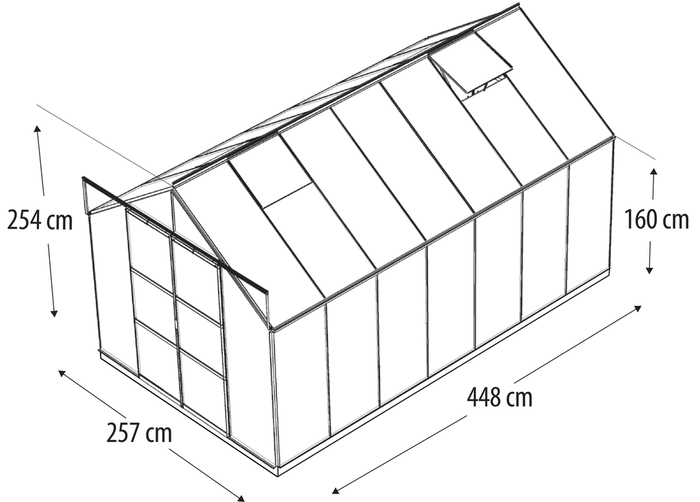 Växthus Phoenix 11500 Svart Glas Sockel 11,5 m² Vitavia